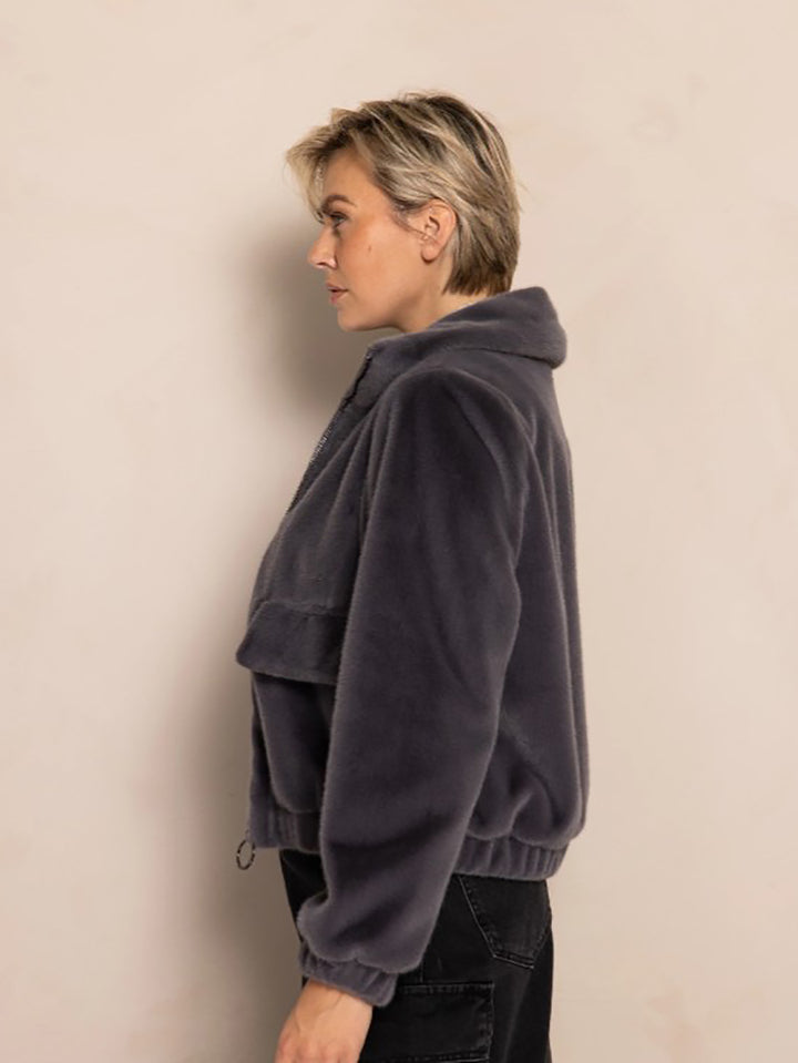 Jacke Dara Anthra mit Fellimitat