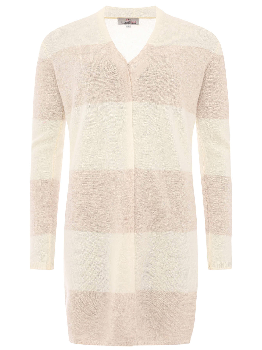 Kaschmir Longcardigan Streifen Beige