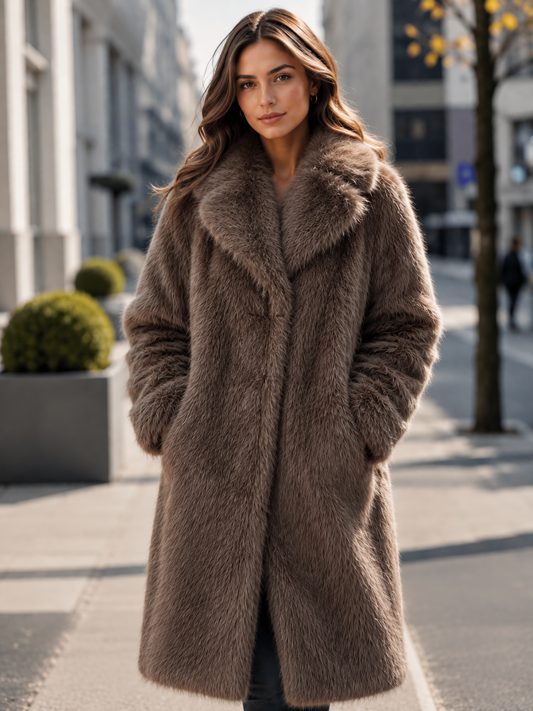 Fake Fur Mantel Mocha