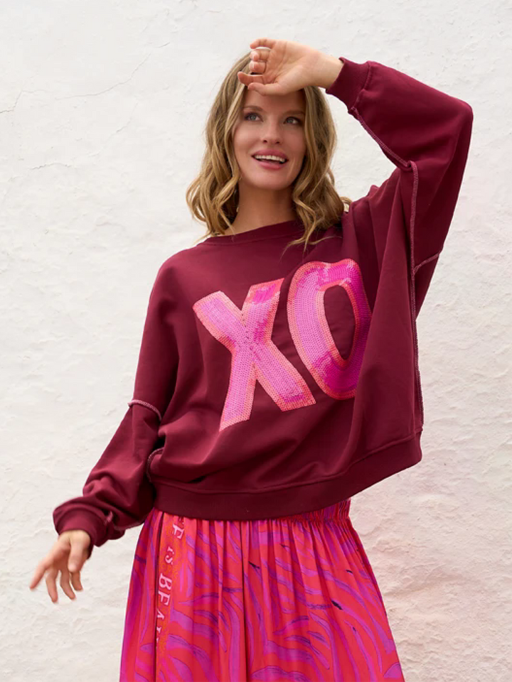 Roundneck XO Paillette Bordeaux