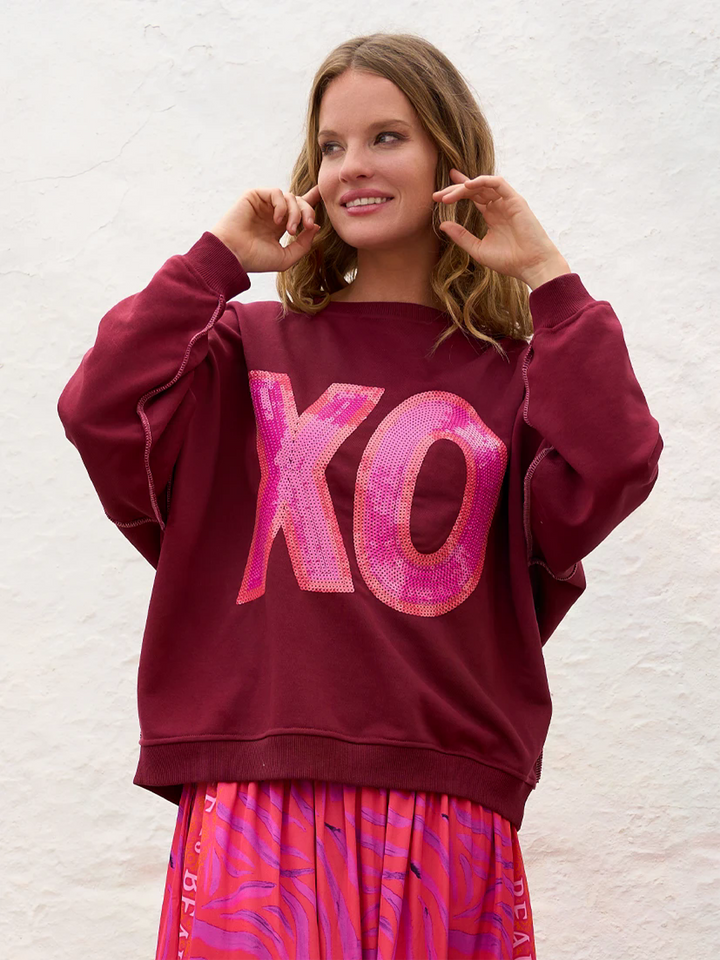Roundneck XO Paillette Bordeaux