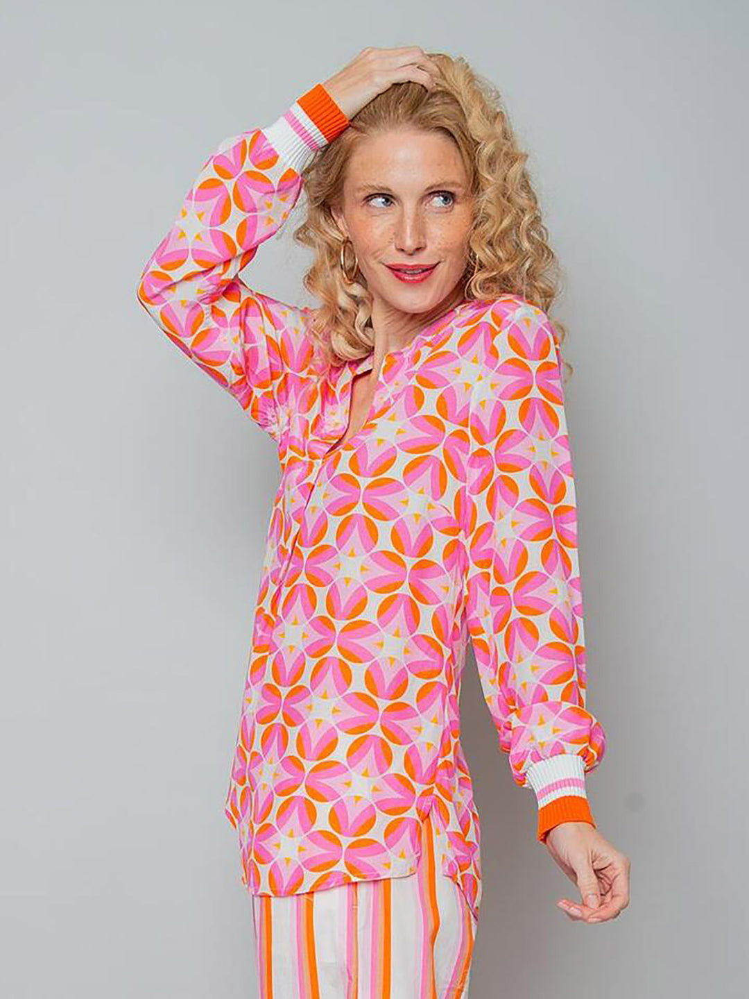 Damenbluse Rose Pink Dots