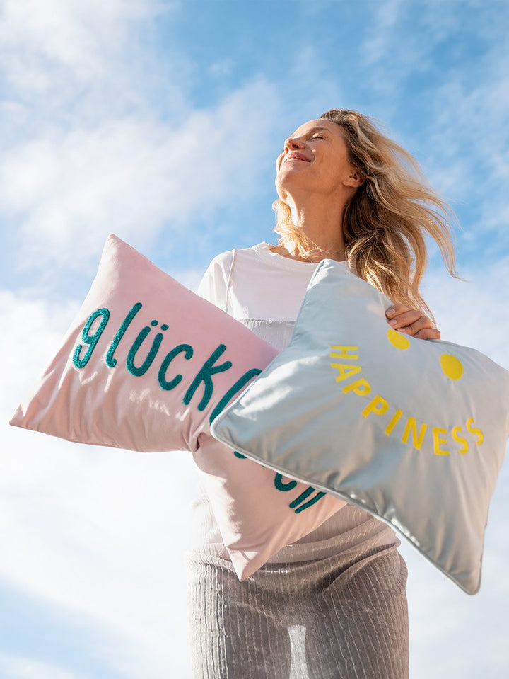 Kissenhülle Letters glücklich rose 35x60