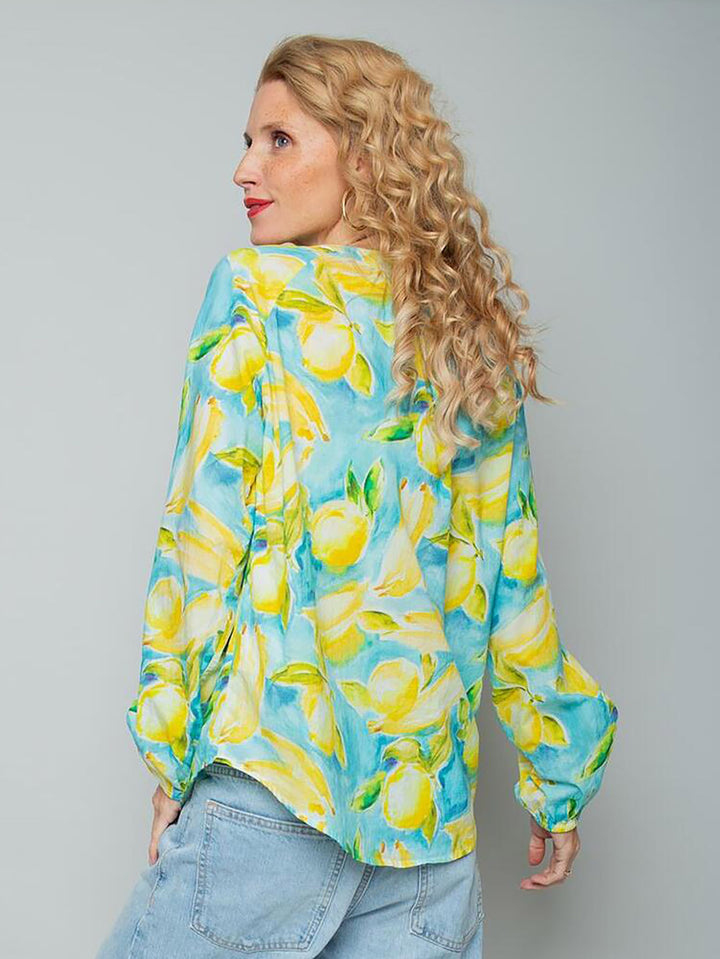 Schlupfbluse Aqua Yellow Lemons