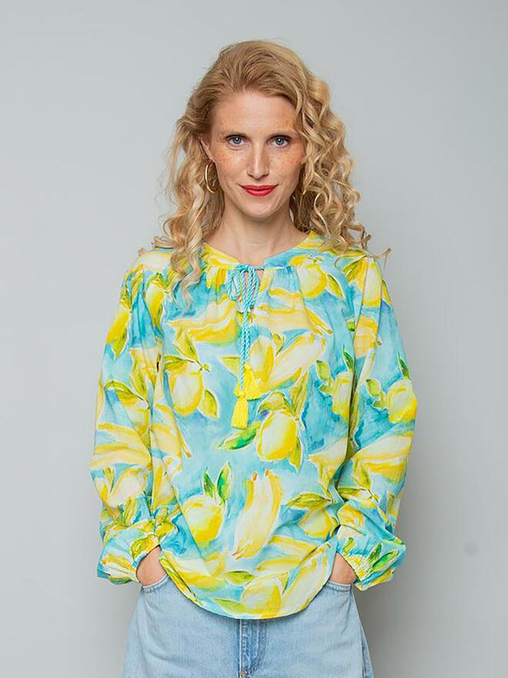 Schlupfbluse Aqua Yellow Lemons