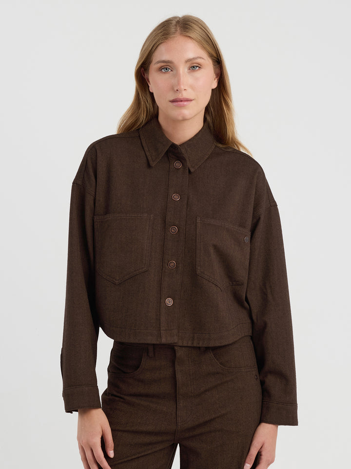 Cropped Jacke 94Luna Brown Herringbone