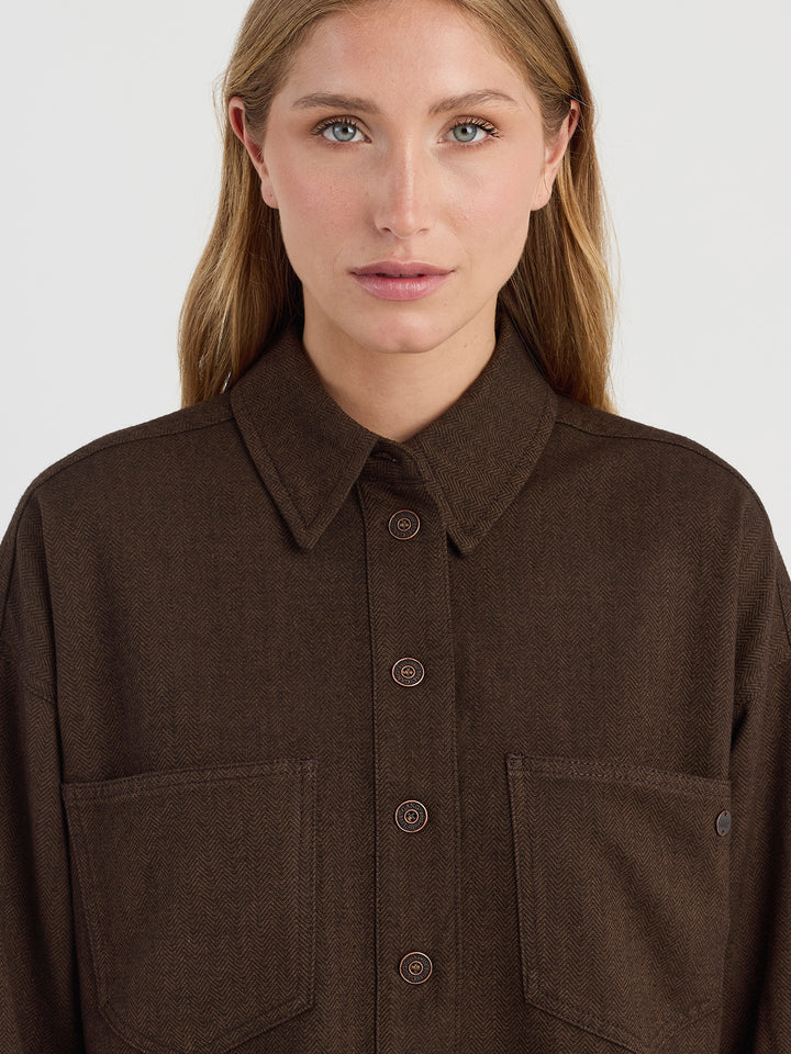 Cropped Jacke 94Luna Brown Herringbone