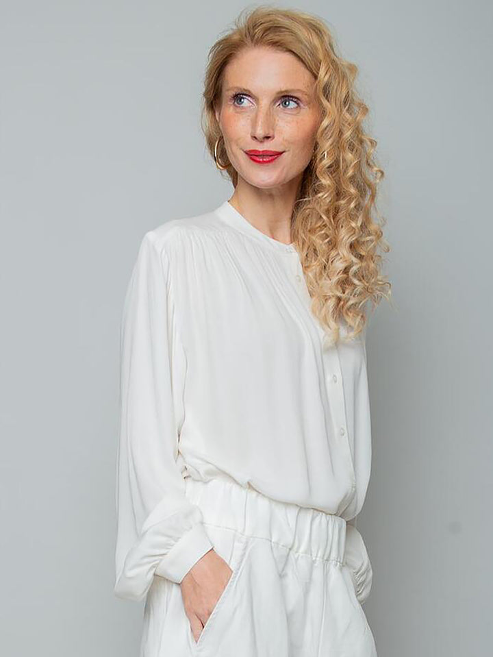Semitransparente Damenbluse Offwhite