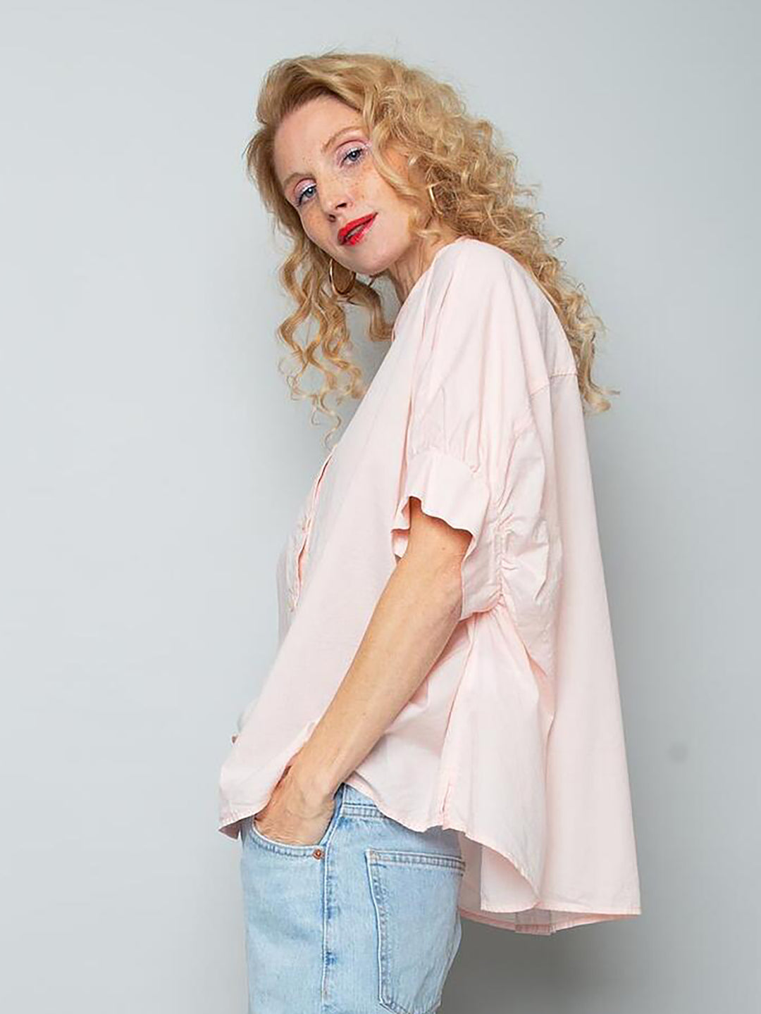 Damenbluse Kurzarm Rose