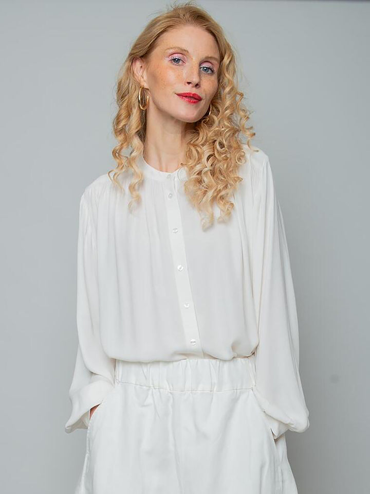 Semitransparente Damenbluse Offwhite