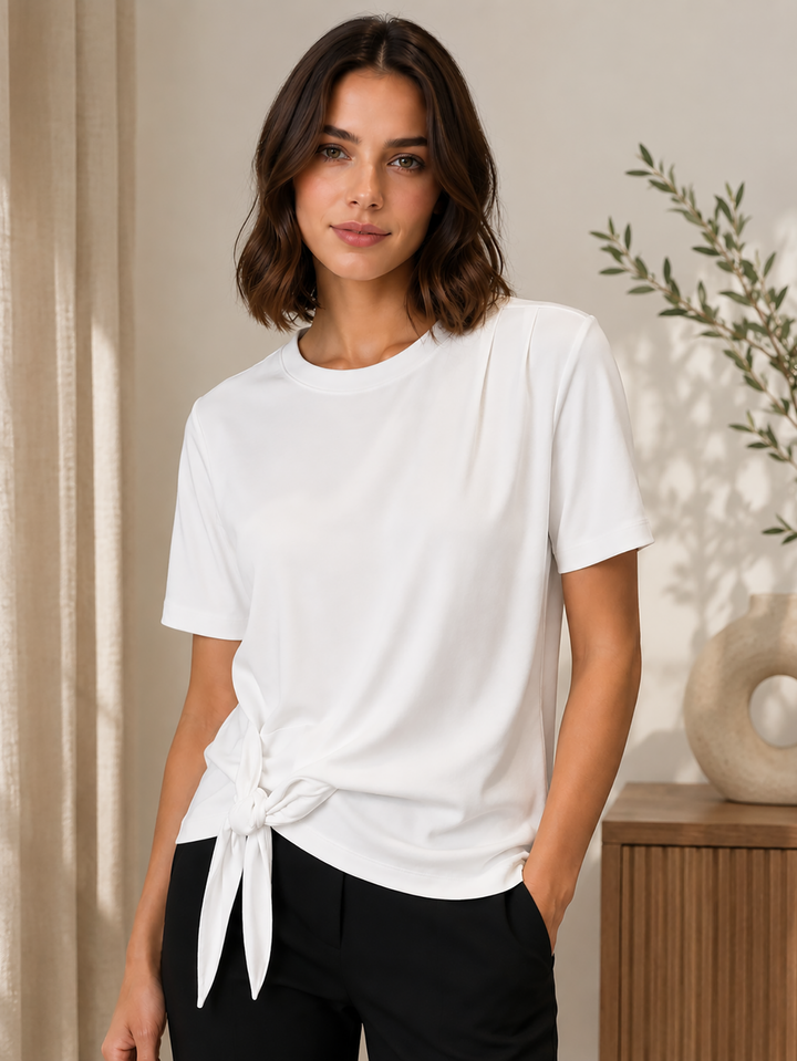 OrianeCC Pleat Tie Tee White