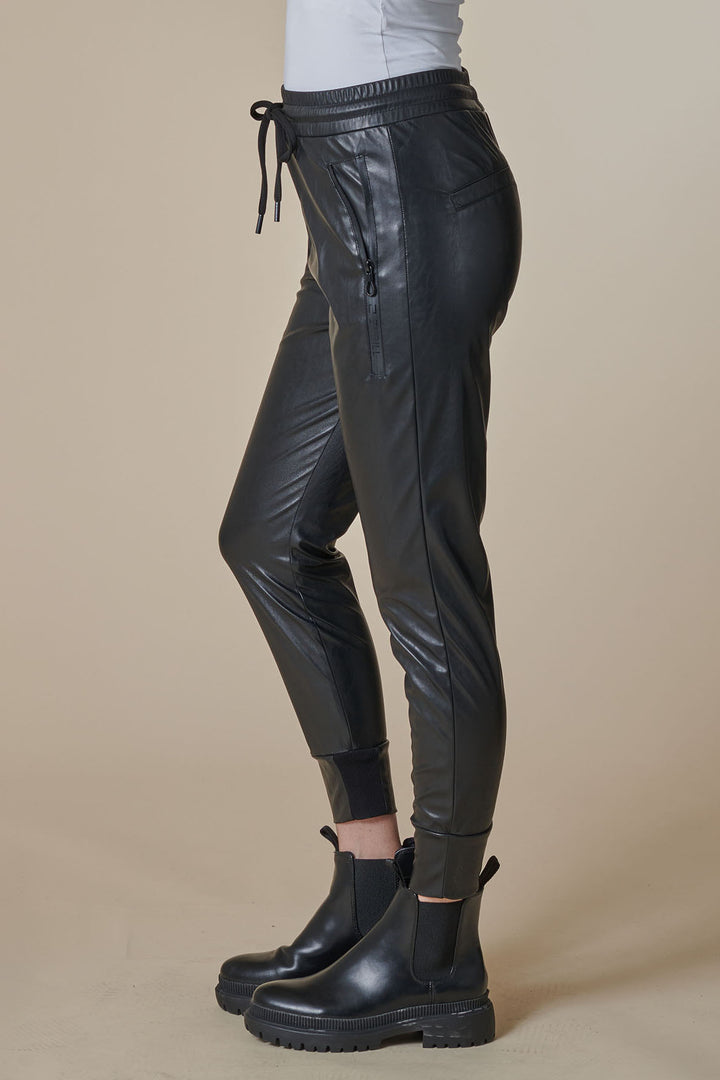 Jogpant Fabia Leather Jet Black