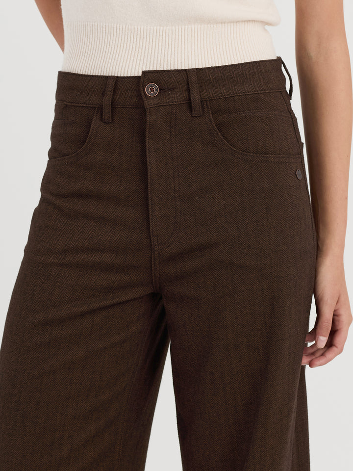 Hose 94Sarina Baggy Fit Brown Herringbone