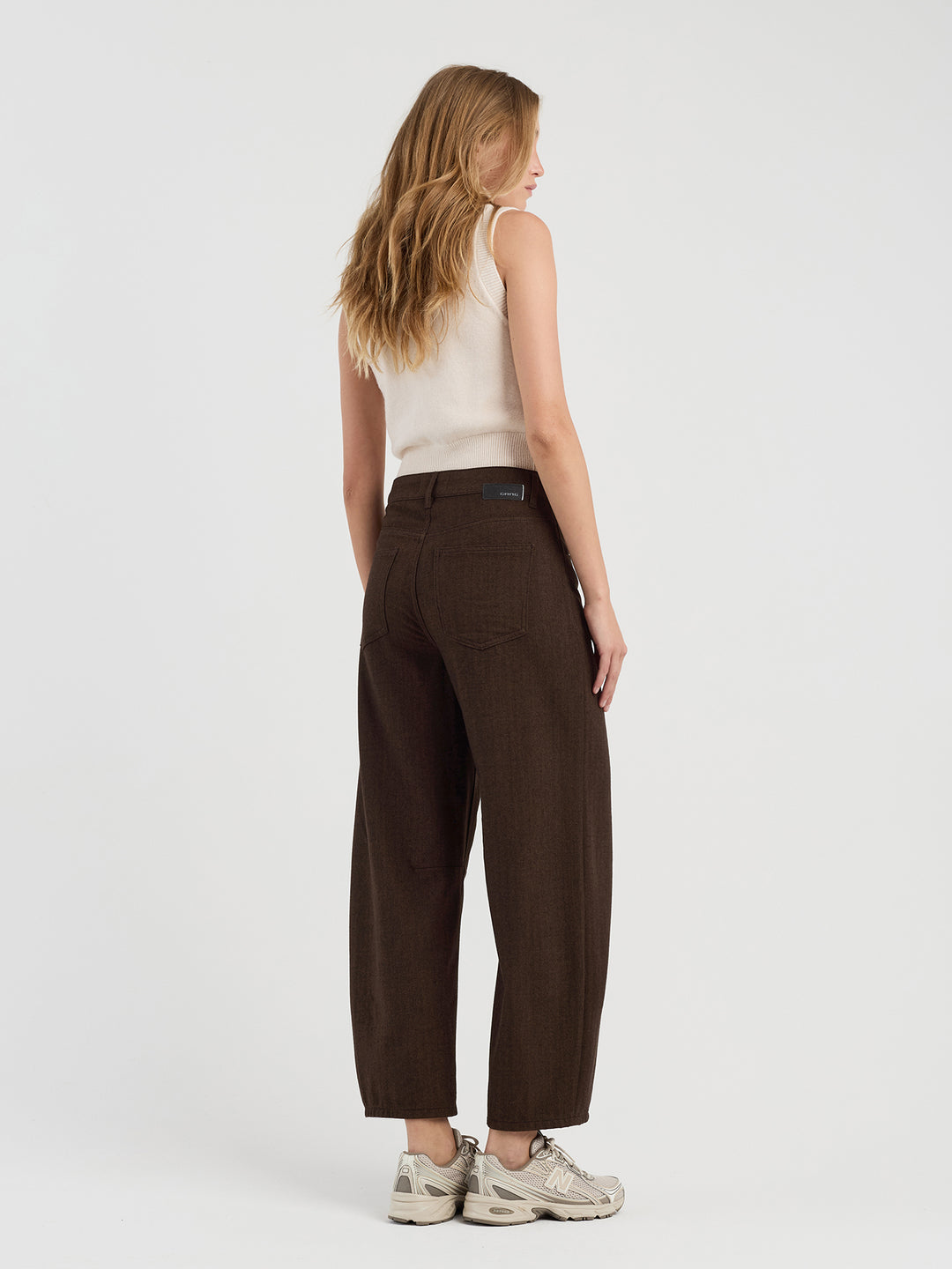 Hose 94Sarina Baggy Fit Brown Herringbone