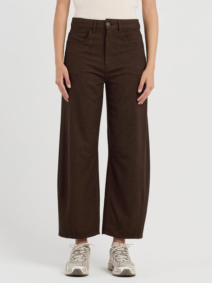 Hose 94Sarina Baggy Fit Brown Herringbone