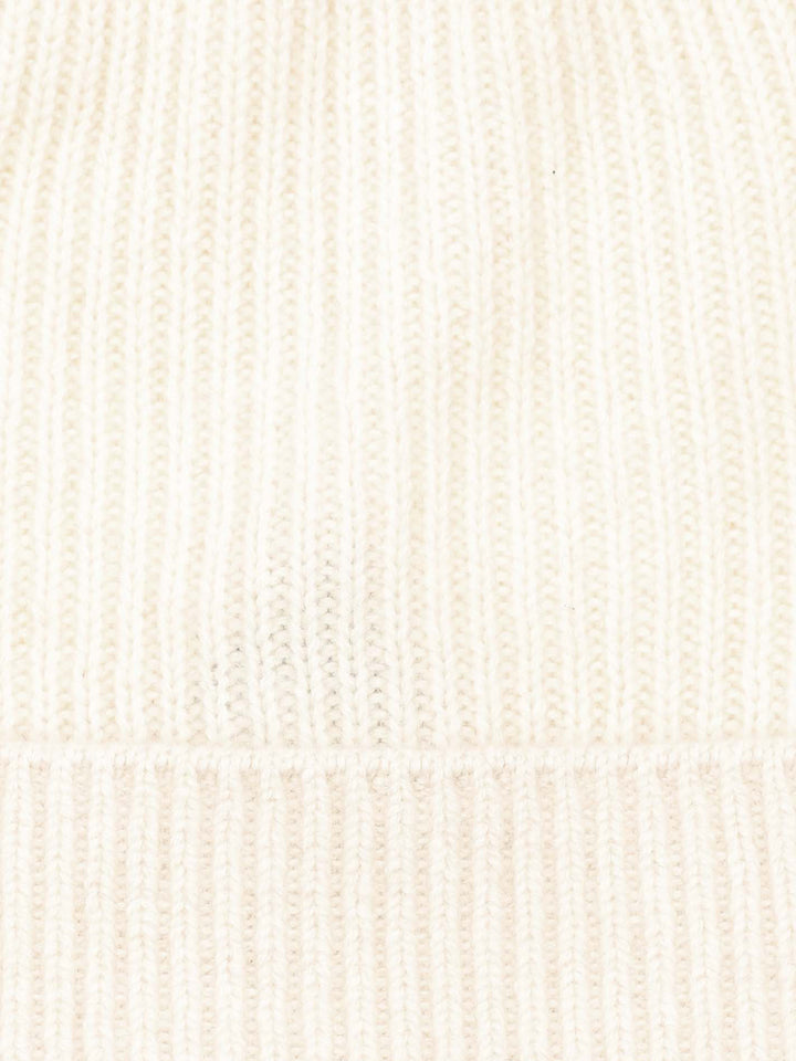 Ribbed Beanie 100% Cashmere Offwhite