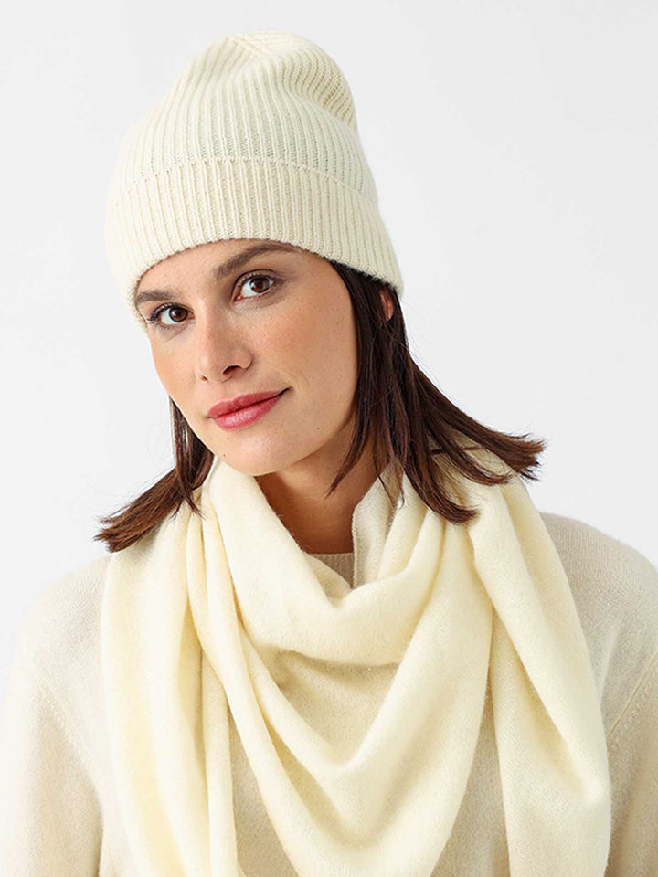 Zwillingsherz Ripped Beanie 100% Cashmere Offwhite